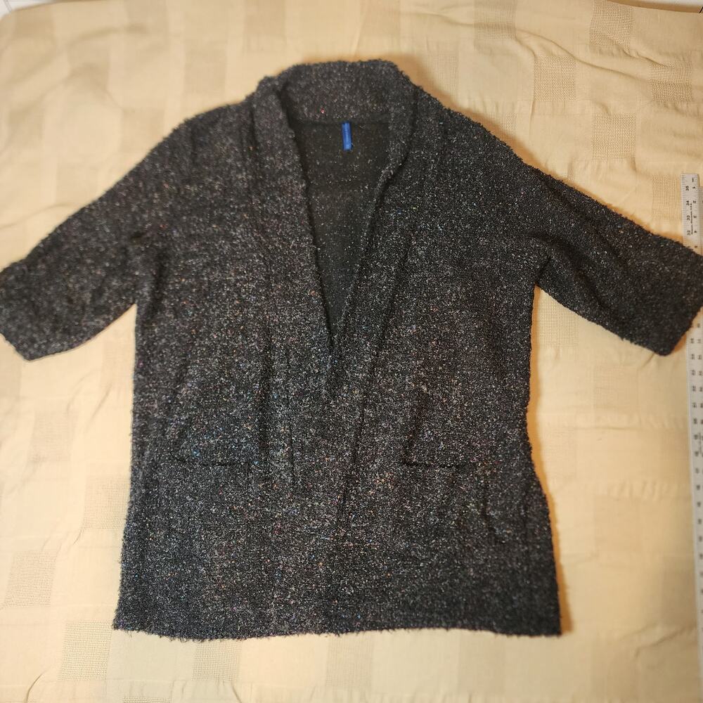 Falls Creek Cardigan Sweater with Black W/Colored Flecks 3X-3/4 Sleeves